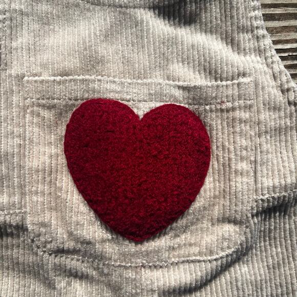 Vintage Corduroy Heart Overalls 2T | Retro Beige Toddler Jumper Cottagecore Baby - Picture 3 of 11